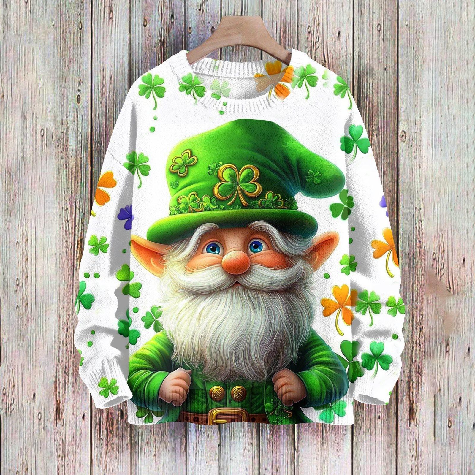 

улица. Свитшоты ко Дню Святого Патрика для детей, вязаные свитера для мальчиков и девочек, симпатичные рубашки, осенние свитера с круглым вырезом 100 белый