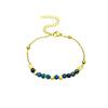 European & American Retro Malachite Sugar Cube Bracelet, 18K Gold Electroplated Stainless Steel Lux Beaded Women's Bracelet