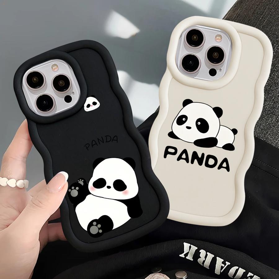 Cartoon Panda Case for iPhone 12 11 14 8 16 Pro Max 15 Plus XR 13 17 Air Soft Phone Cover
