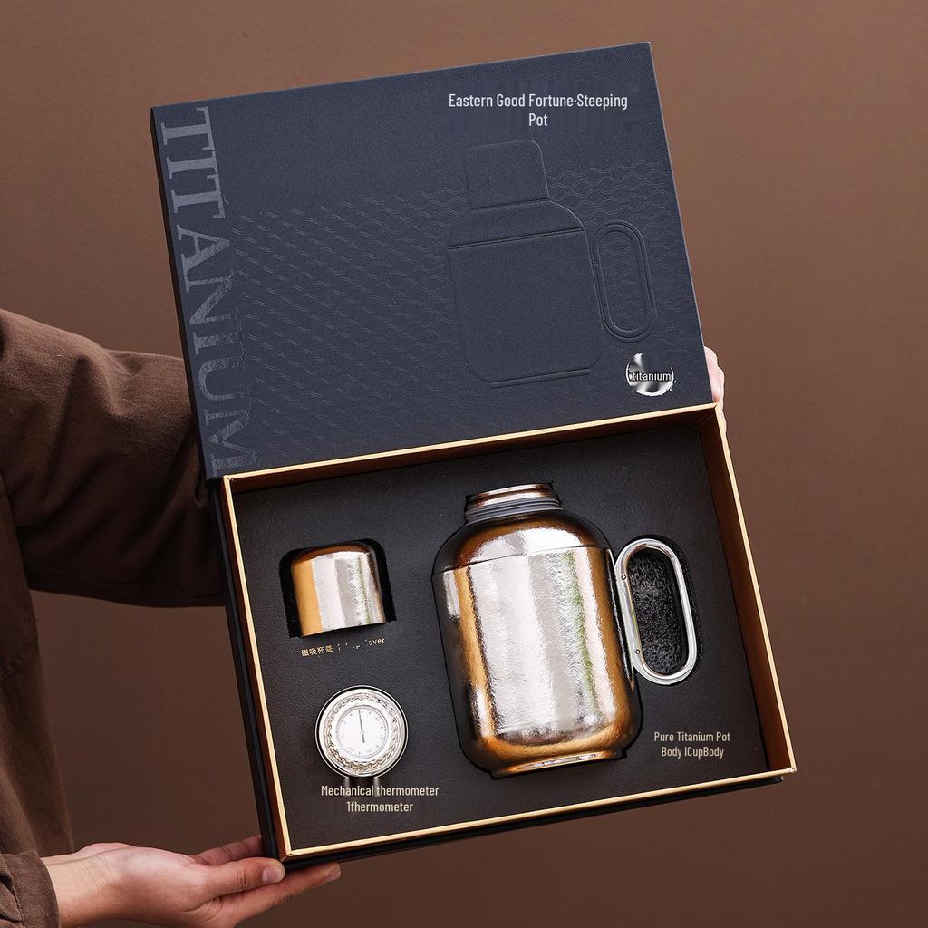 High-End 2026 Pure Titanium Stewed Tea Pot & Large Capacity Thermos Cup Set