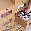 Popular Thickened Kraft Paper Shoe Box: Transparent, Drawer-Type Shoe Cabinet for Home & Dorm Protection.