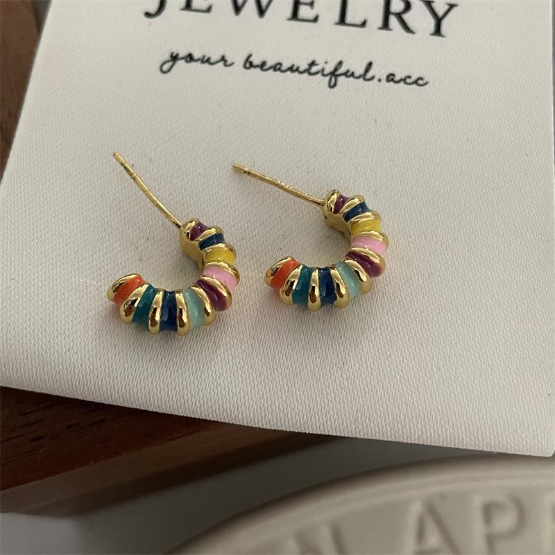 Dopamine Color Enamel Donut Hoop Earrings: Sweet, Luxurious, and Chic Design