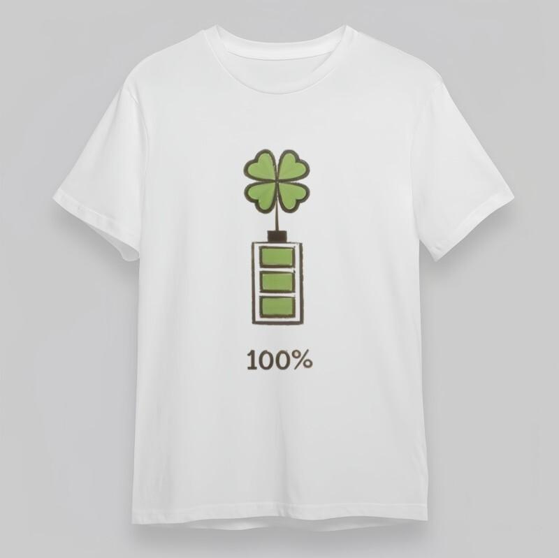 Женская классическая футболка большого размера с графикой «Счастливый клевер 100% энергия», хлопковая футболка S