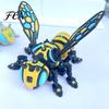 Collectible Bee Toy 3D Printed Mechanical Figurine, Cyberpunk Hornet Ornament with Desktop Movable Joints, Stress Relief Articulated Insect