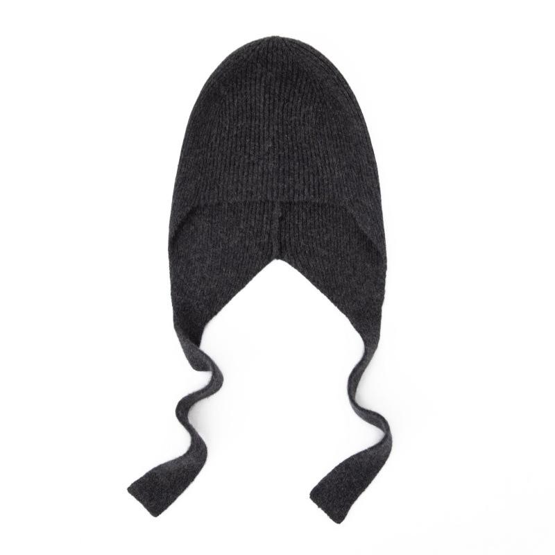 Women's 100% Pure Cashmere Beanie - Fashionable, Warm, Solid Color with Braided Lanyard & Ear Protection