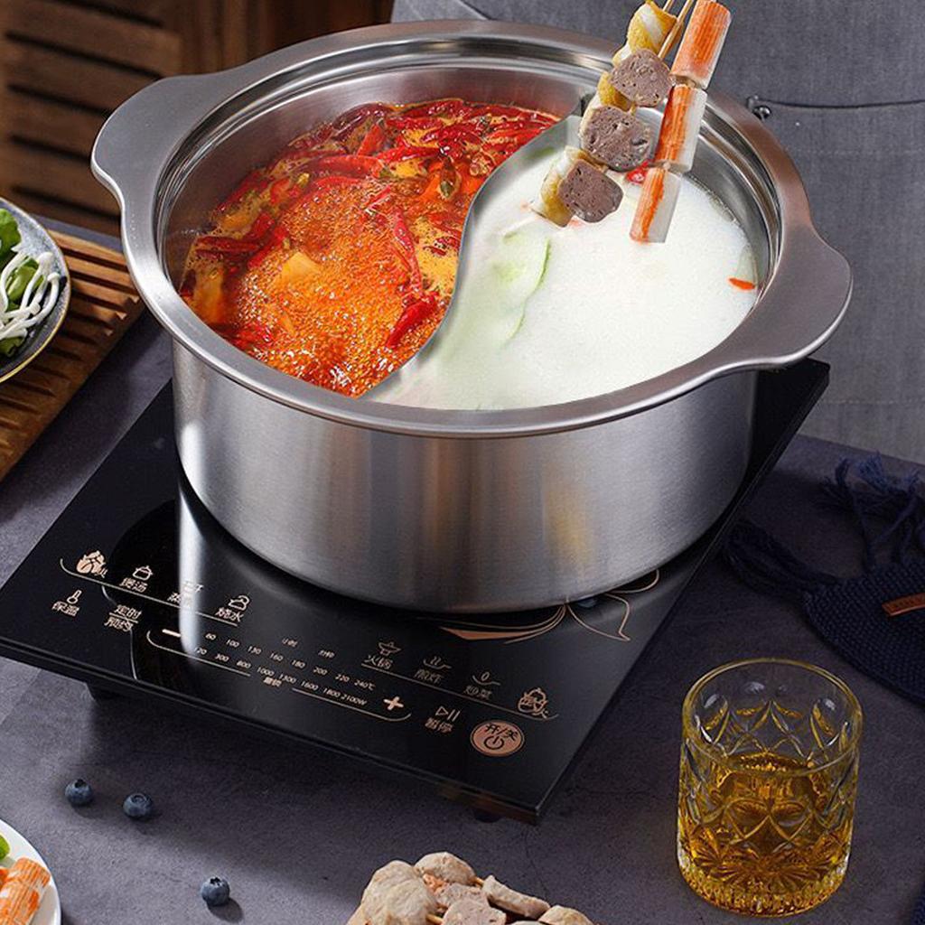Stainless Steel Hot Pot With Anti Scald Handle Deepen Uniform Heat Distribution Hot Pot Cookware