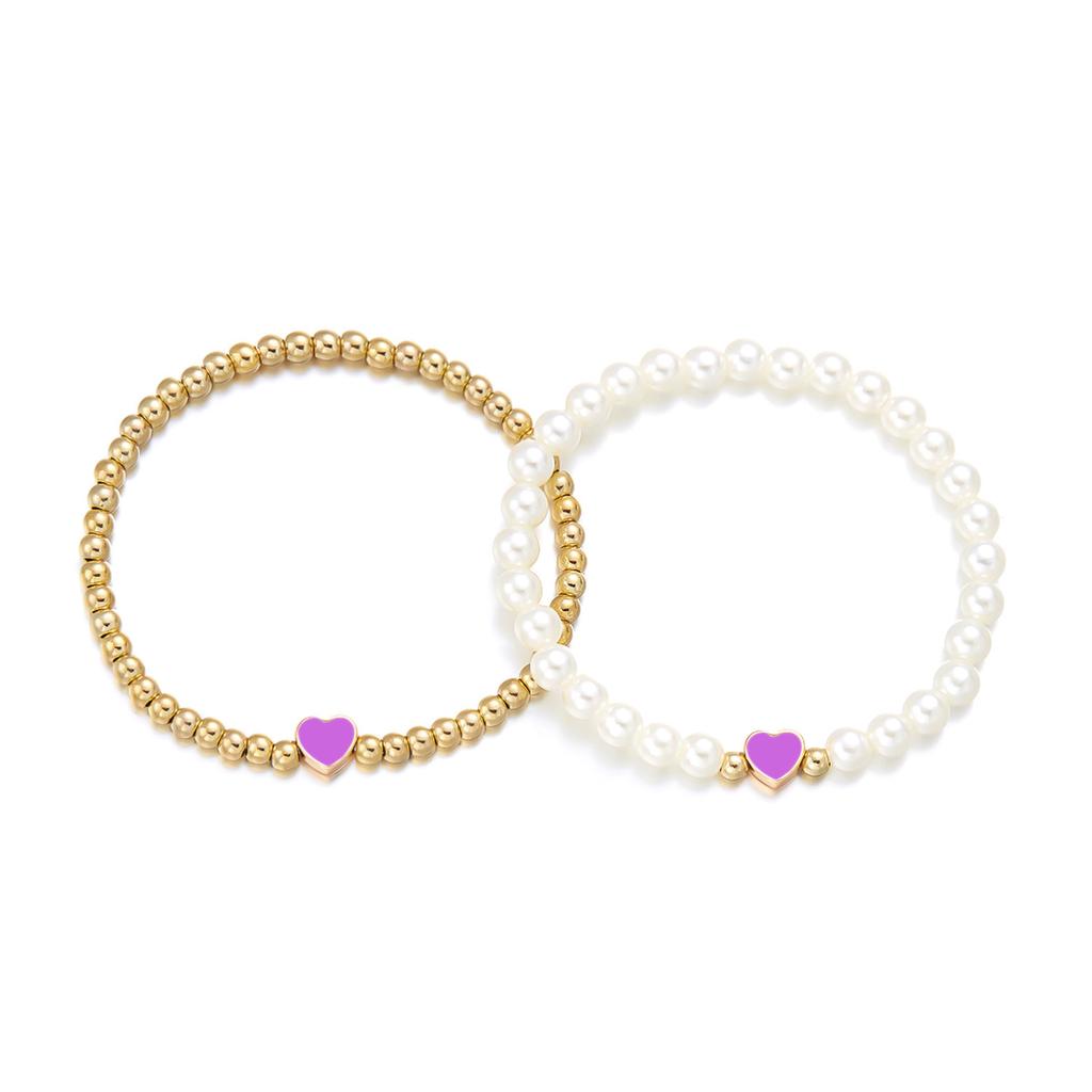 High-end bracelet Valentine's Day double-layer imitation pearl jewelry fashion love matching couple bracelet two-piece set