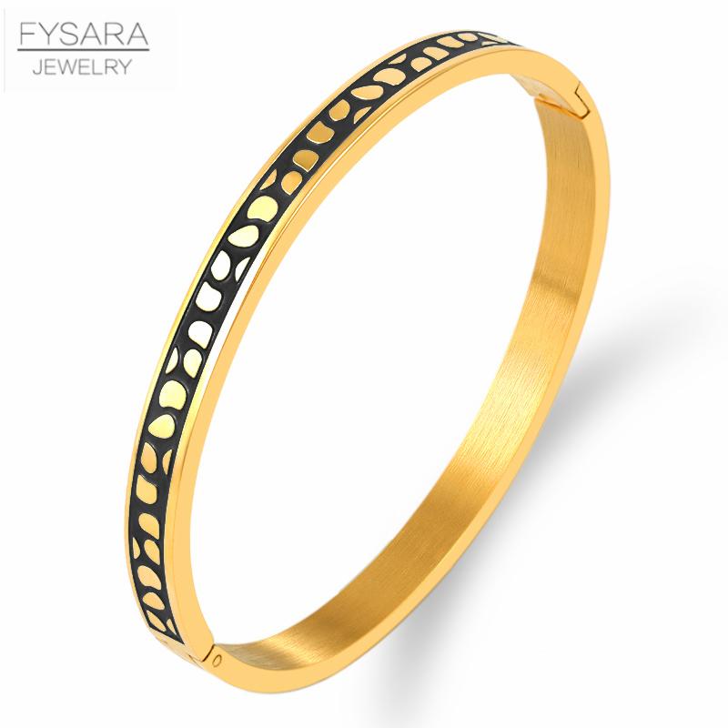 Geometry Jewelry Black Blue Enamel Bangles & Bracelets for Women Charm Bangles Stainless Steel Rose Gold Color Bangles