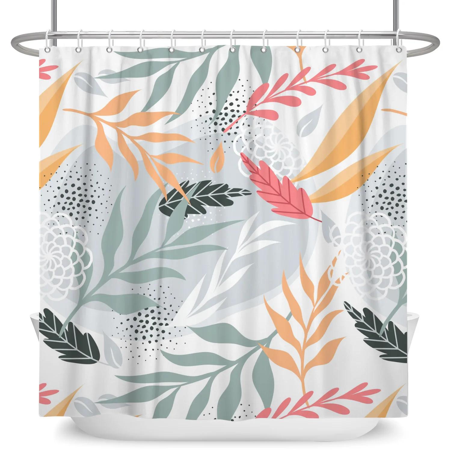 

Plants Flowers Shower Curtain Flowers And Plants Blooming Butterfliy Waterproof Fabric Shower Curtain Bathroom Accessories Decor 90x180cm