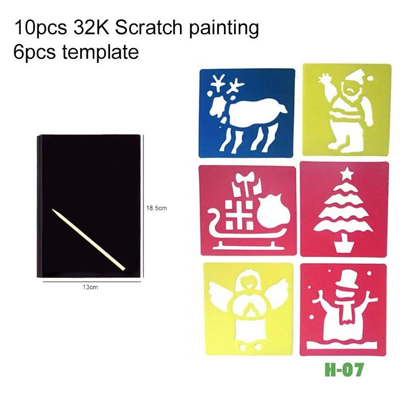 10 SZTUK Magiczny Kolor Tęczowy Papier Rysunkowy Scratch Art Karta 32k z Pustym Szablonem do Szkoły Artykuły Plastyczne Narzędzia do Malowania TMZ