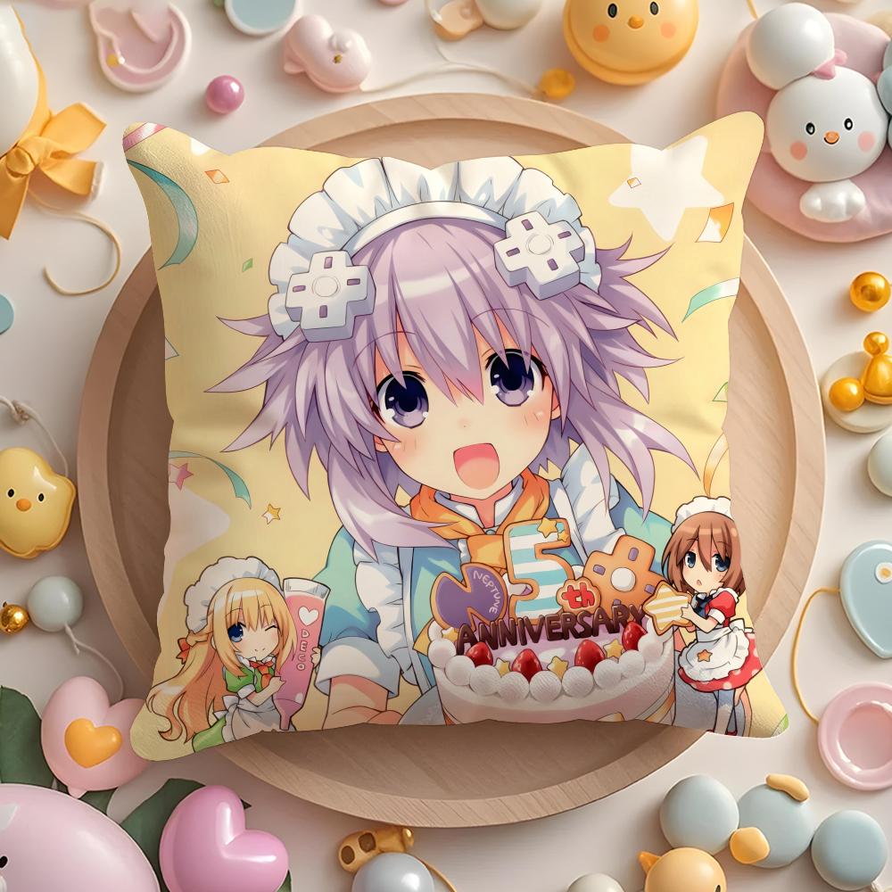 Hyperdimension Neptunia Cute Cushion Cover Home & Car Multi-Scene Pillow Cover - Reversible, Soft & Durable For Daily Use