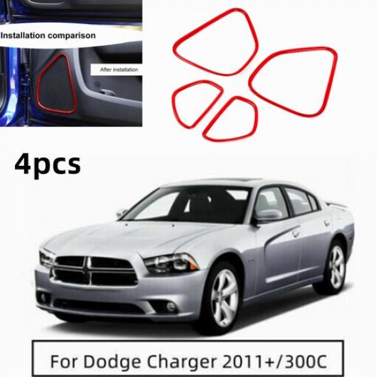 4PCS Front Rear Door Speaker Stereo Horn Cover Trim for Dodge Charger/300C 2011+