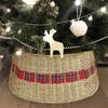 Festives Christmas Tree Collar Rattans Weave Base Stand Stylish Christmas Tree Skirt Festival Decoration for Office