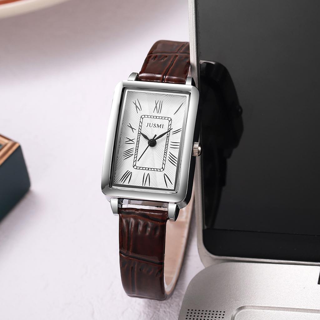Einfache Retro Elegante Lederarmband Römische Ziffern Quarz Damenuhr für den Alltag und Weihnachtsgeschenke