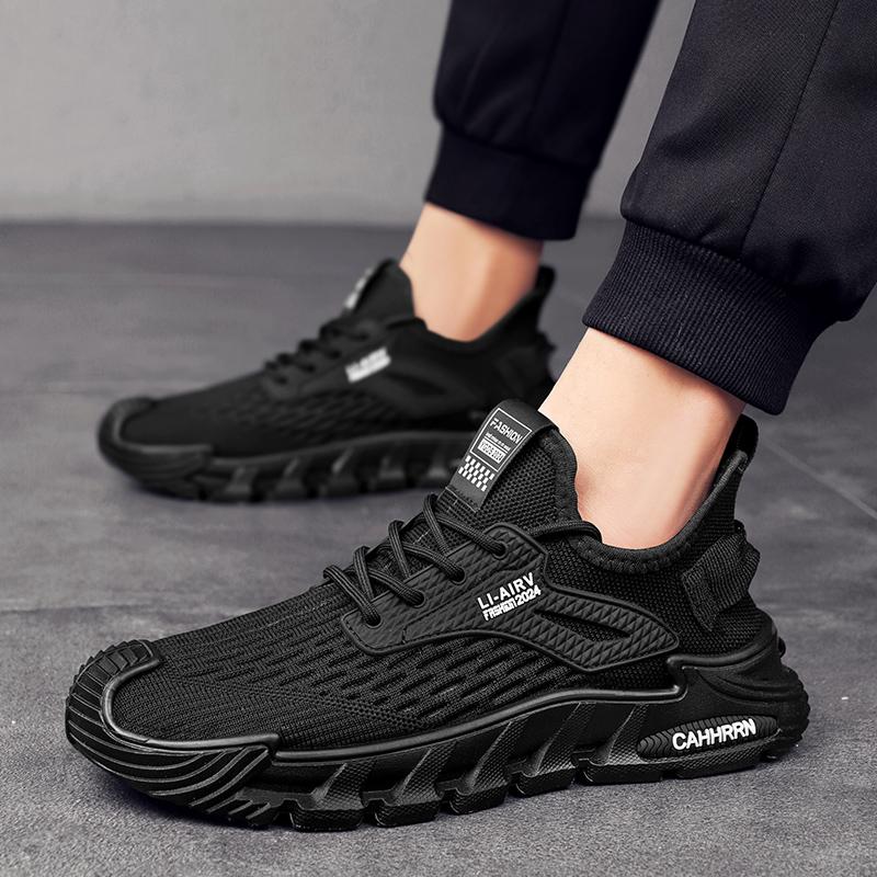 

New Fashion Men s Four Seasons Comfortable Thick Sole Shoes Students Boys GirlsTrending Soft Sole Breathable Casual Running Sneakers 44 чорний