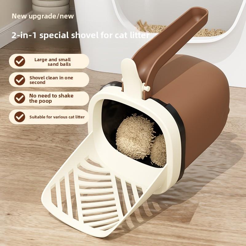 Two-in-one Large-capacity Cat Litter Integrated Shovel Head Garbage Can