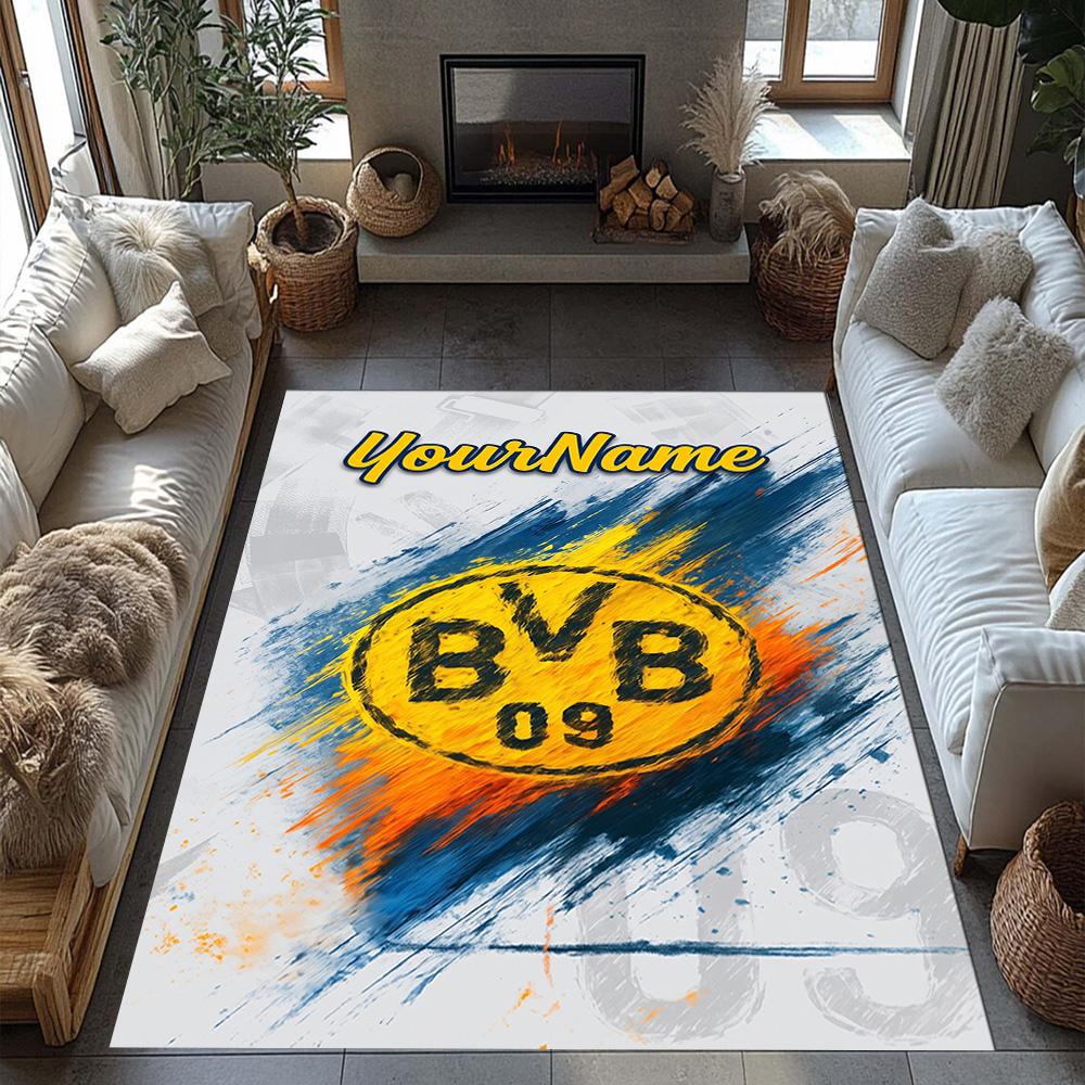 Borussia Dortmund Customize Your Name Carpet Design for Outdoor Study Room Living Rooms Kitchen Anti-slip Rug Decorate Offices Gift for Festivals