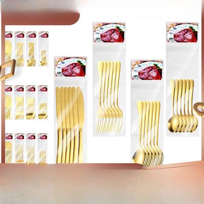 Titanium Plated 1010 Stainless Steel Tableware Four-component 24-piece Western Steak Knife Fork and Spoon