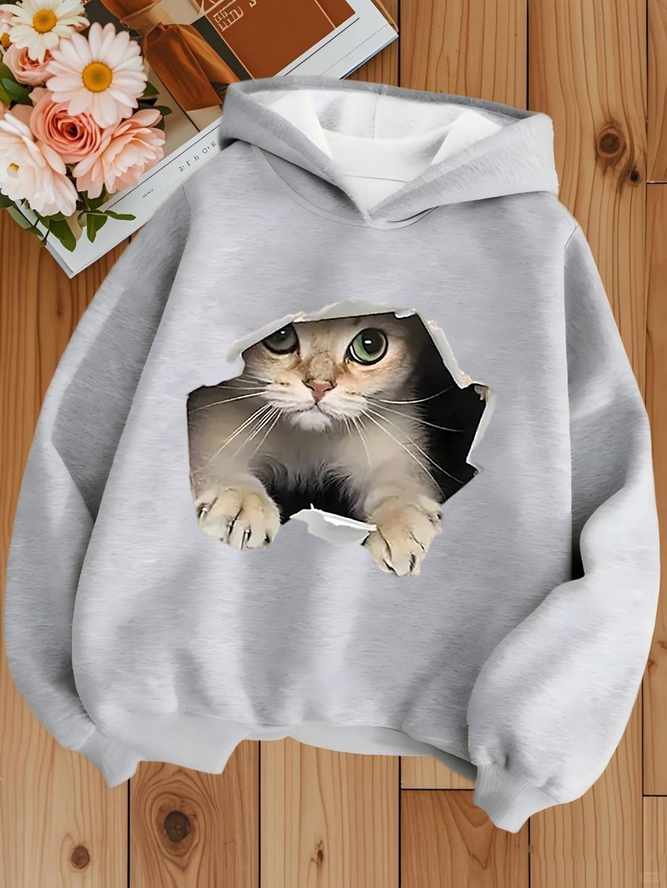Lässiges modisches Kapuzensweatshirt für Mädchen, lockerer und vielseitiger Kinder-Hoodie 130 white