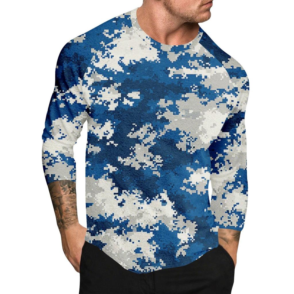 Pánské tričko s krátkým rukávem s potiskem ve stylu maskování a raglánovými rukávy