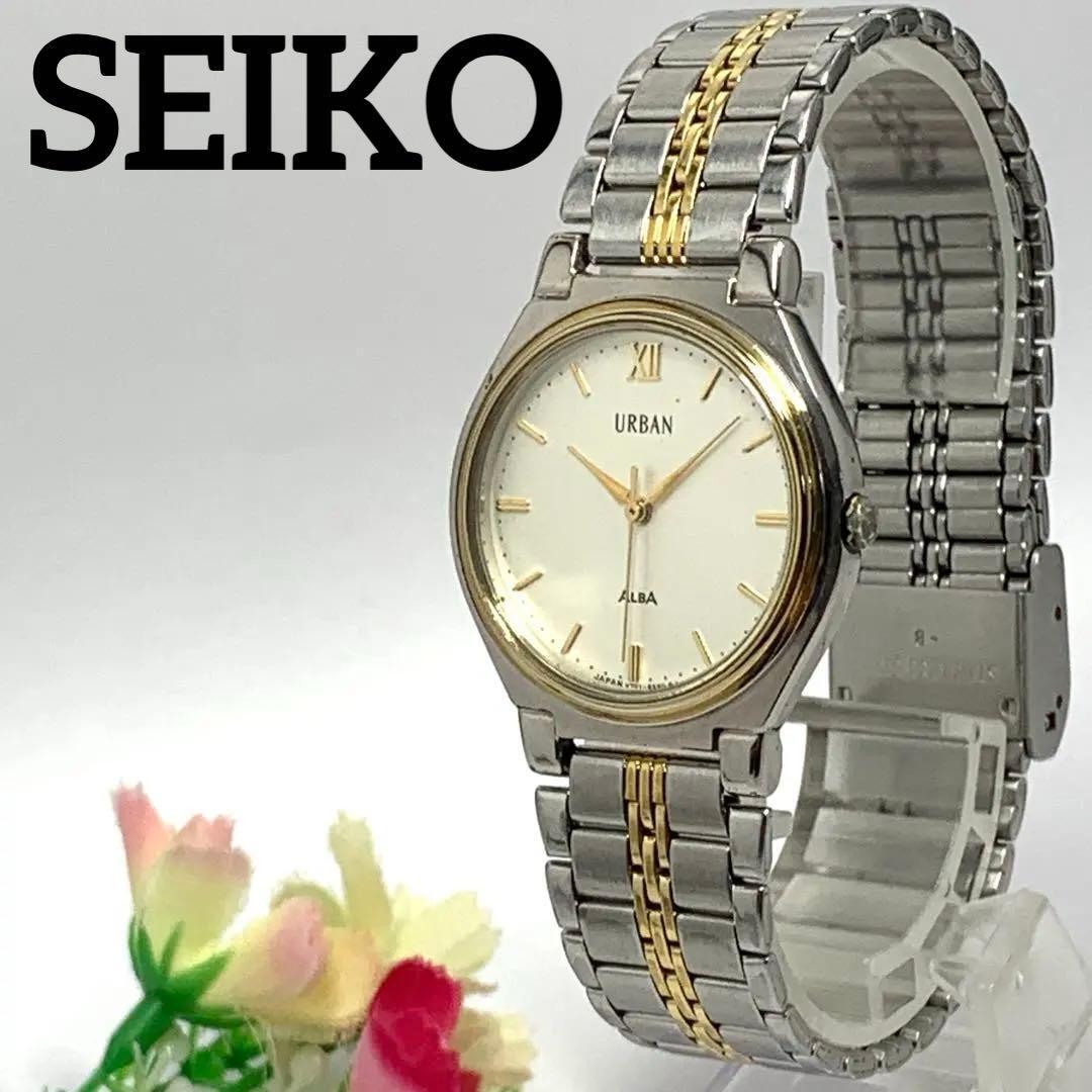300 [Батарея заменена] Рабочий элемент Мужские часы SEIKO Seiko ALBA URBAN Золотой Кварцевые Популярные Редкие Винтажные