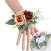 Handmade Flower Wristbands Wrist Flower Realistic Rose Boutonniere for Bridesmaid and Event Decoration Optional Color