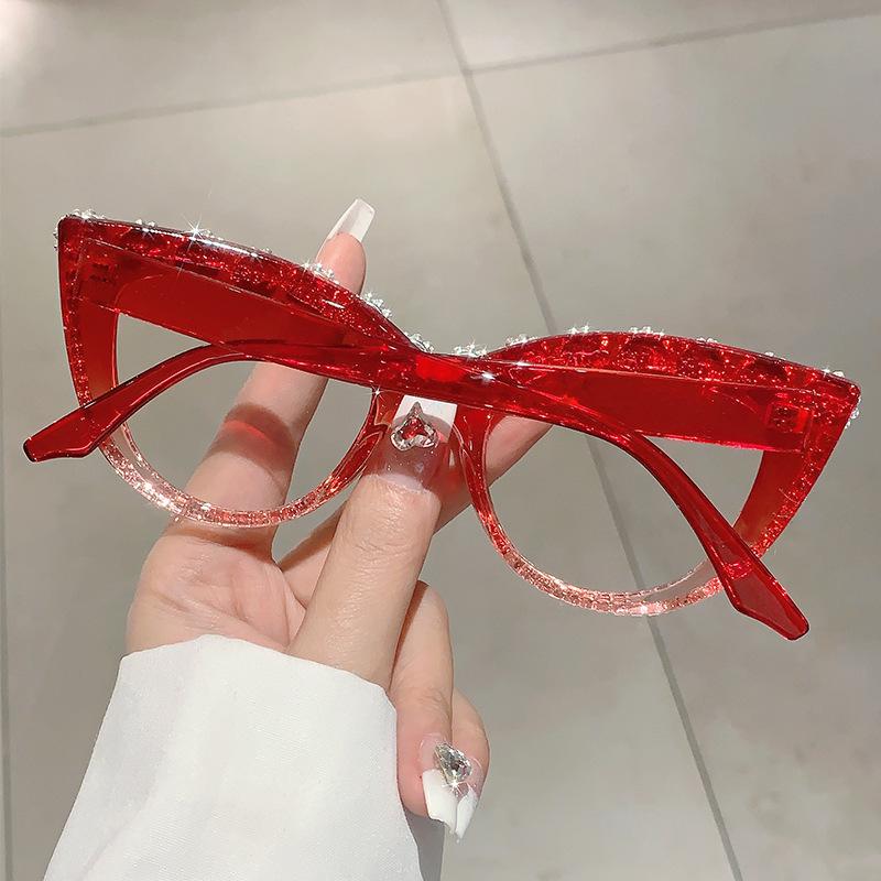 Retro Anti Blue Light Optical Sexy Cat Eye Diamond Glasses Frame Women For Female Luxury Brand Designer Myopia Punk Eyeglasses