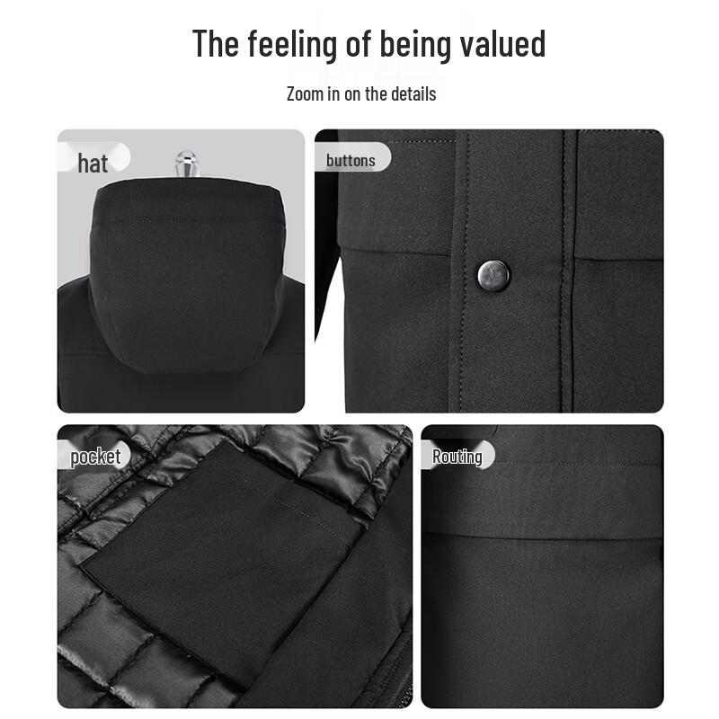 Teluoman Unisex Black Winter Workwear Parka