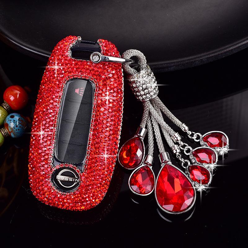 Women's Diamond Car Key Cover for Nissan 14th Gen Sylphy, Qashqai, Teana, X-Trail, Tiida, Murano, Terra