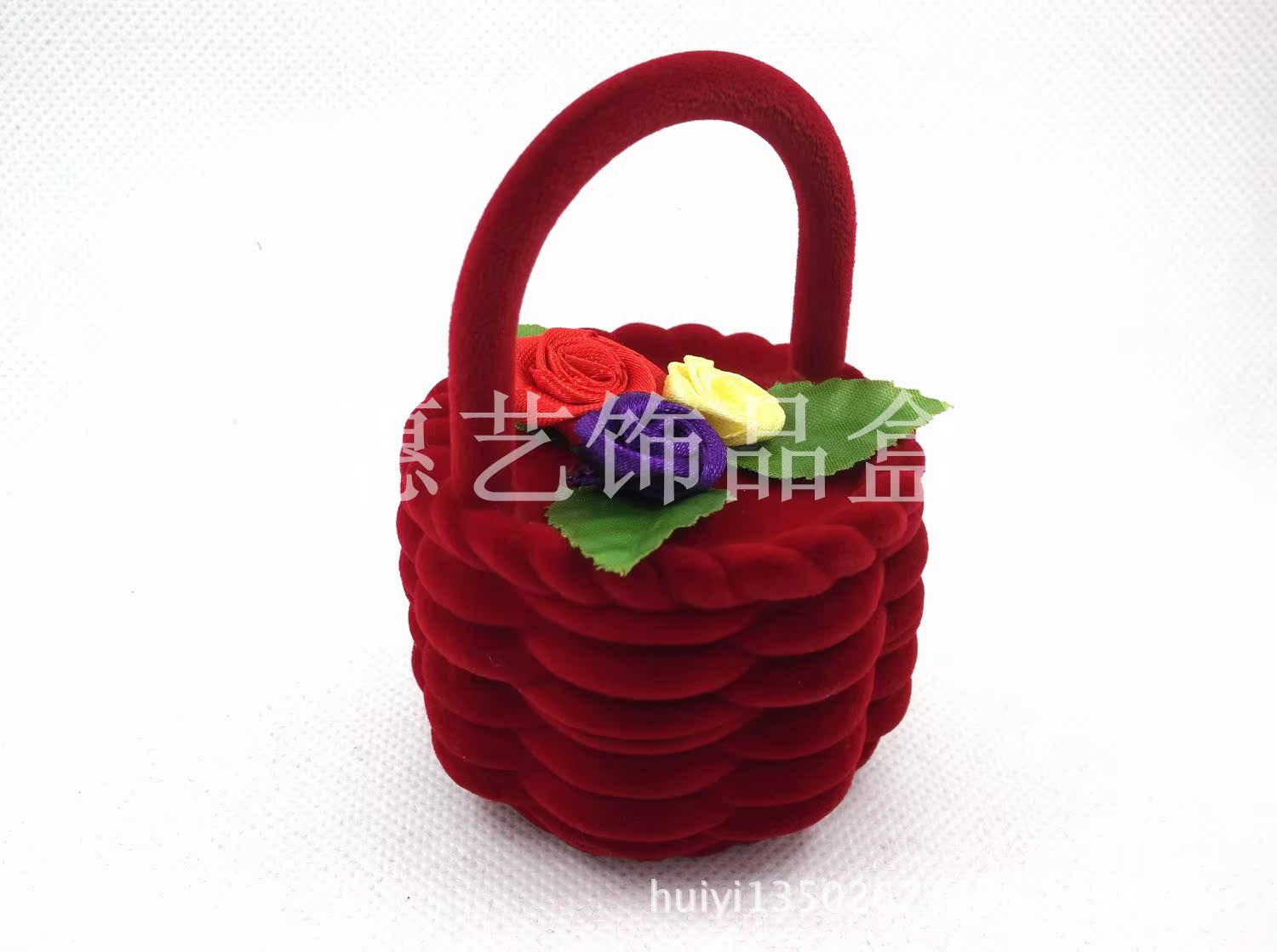 

Spot wholesale flower basket jewelry box Valentine s Day jewelry packaging box European velvet proposal ring box красный