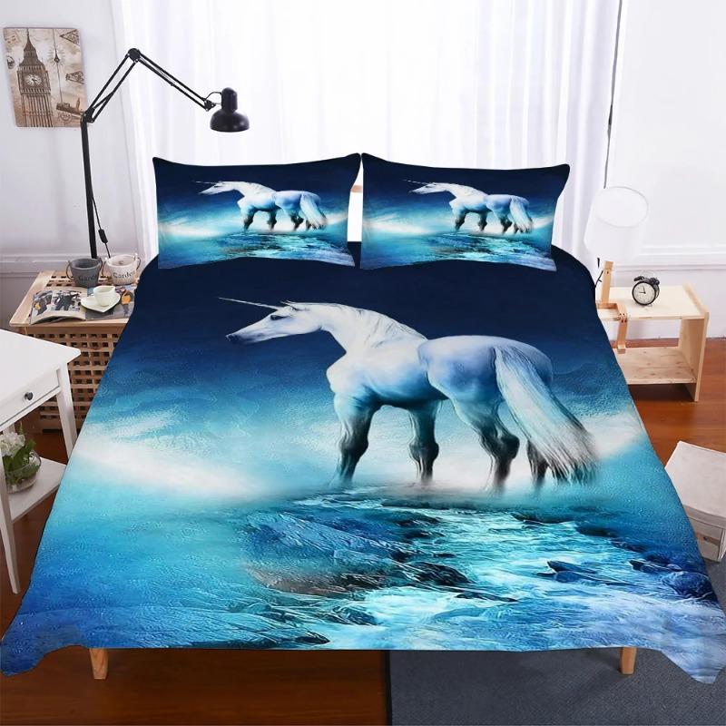 Super Soft Winter Bed Cover Sets 135x200 140x210cm Twin Baby Bed Bedclothes Double Single Bed Set Unicorn Crib Kids Bedding 3d