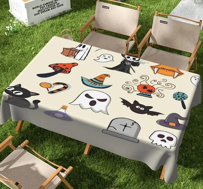 VIKAMA Halloween Waterproof Picnic Tablecloth Outdoor Camping Party Gods Cartoon Ghost Pumpkin Pattern Decoration