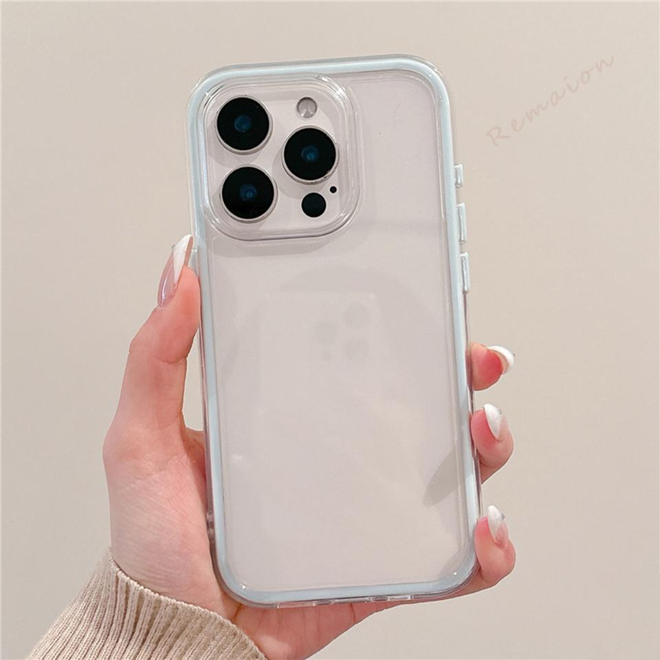 Clear Candy Silicone Phone Case For iPhone 16E 15 14 13 12 11 16 Pro Max Plus Clear Cute Transparent Protector Shockproof Cover