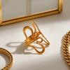 Onregelmatige Bloem Holle Verstelbare Open Ring 18K PVD Gecoat Eenvoudig Strak Metaal Mode Sieraden Bijoux Cadeau