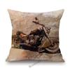 Vintage Motorcyle Chopper Poster Art Cafe Bar Industrial Mechanic Decoration Style Sofa Pillow Case Retro Linen Cushion Cover