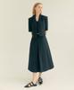 THEFRHT Cotton Pleated A-Line Long Skirt Black