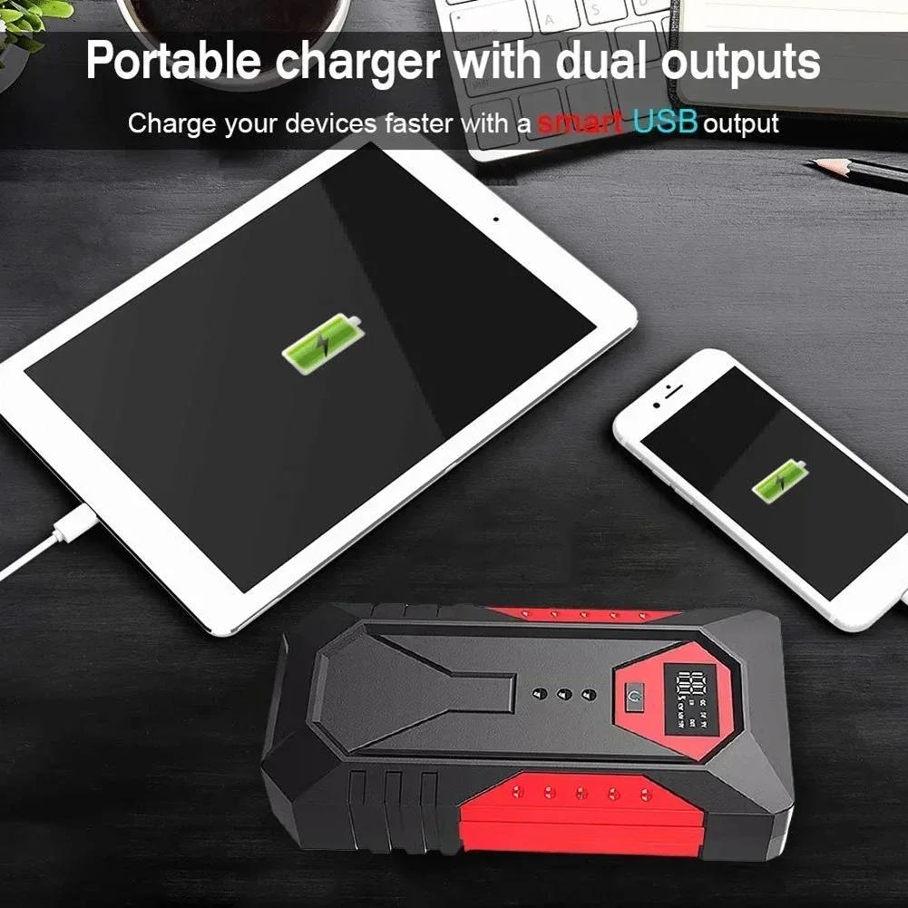 Car Jump Starter with LED Light Petrol Diesel Car Battery Charger 1200A Auto Battery Booster Buster 12V Car Emergency Booster