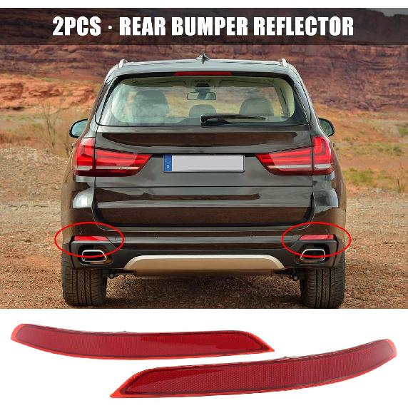 EVGATSAUTO Rear Bumper Reflector, 2PCs Rear Tail Bumper Reflector Assembly Decorative Replacement for X5 F15 2014 2015 2016 2017 2018 63147290091