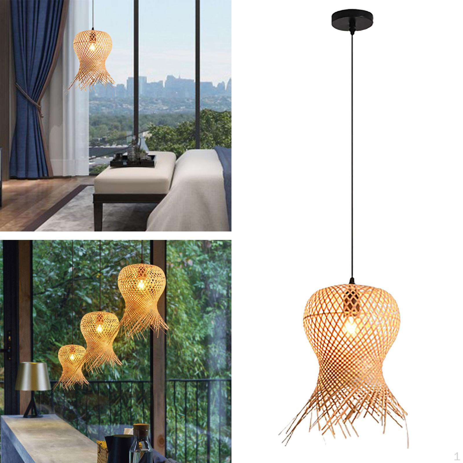 

Creative Pendant Light Weaving Lights Bar Ceiling Lighting Retro Style E27 Bamboo Woven