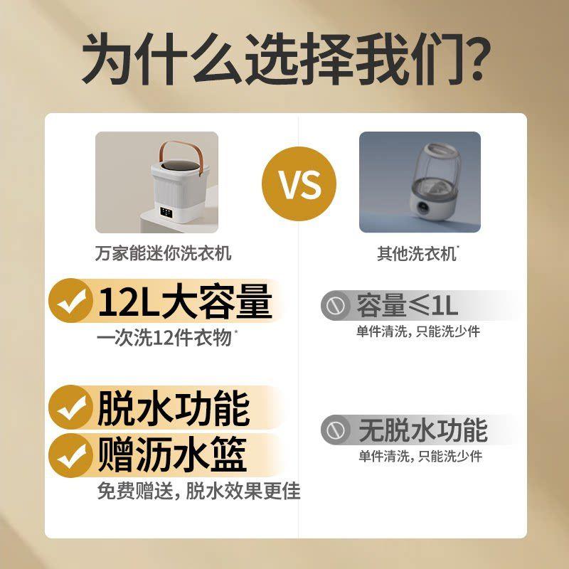 Wanjianeng Mini Washing Machine, a Special Device for Washing Socks, Small Portable Household Dormitory Underwear Cleaning Machine Function Upgrade, Better Choice