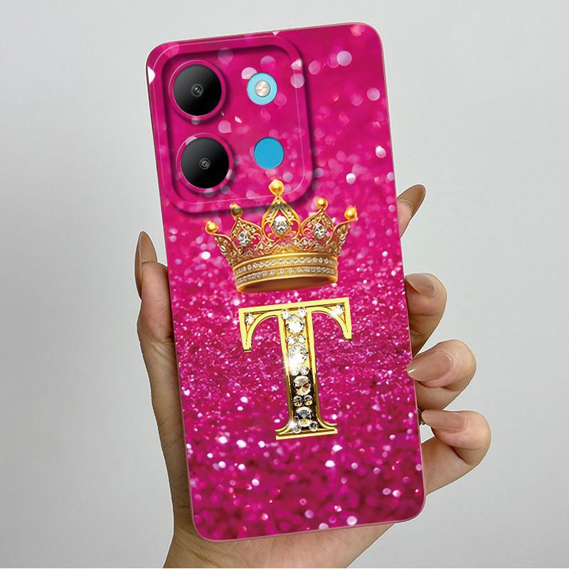 

Чехол для Infinix Smart 7 X6515 Силиконовый Корона Буква Ударопрочный Coque Smart 7 HD X6516 Чехол Для infinix Smart7 Plus Чехол для телефона Smart 7 HD