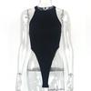 Summer Womens Sleeveless Bodysuit With High Slit And Round Neck For Party Wear