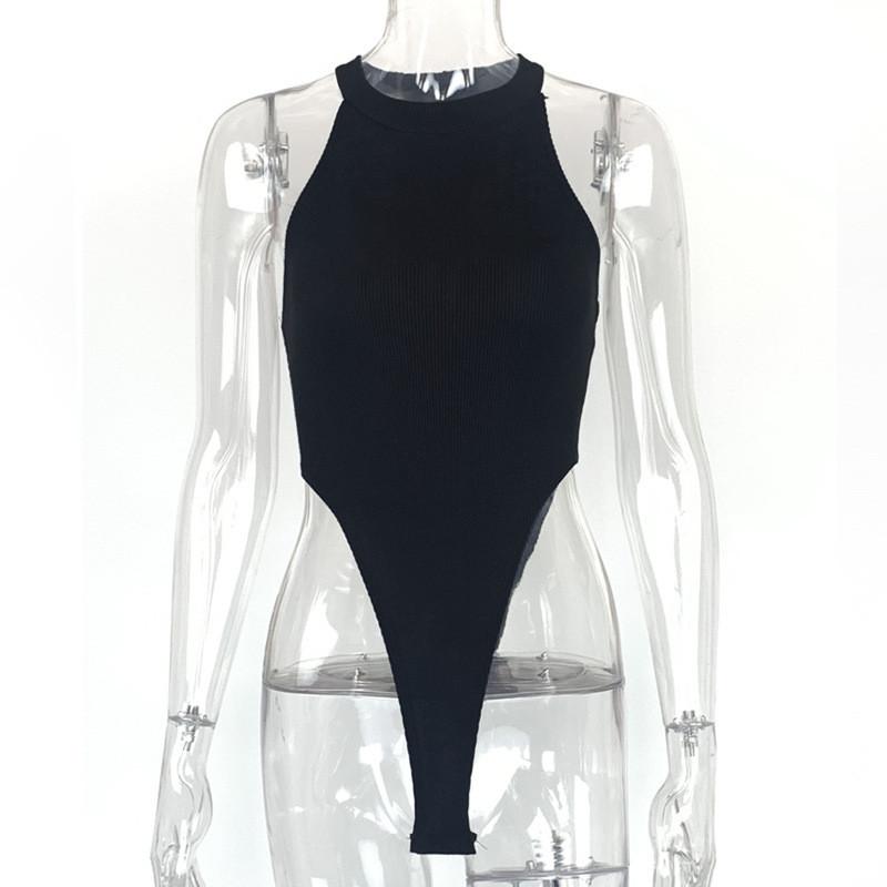 Summer Womens Sleeveless Bodysuit With High Slit And Round Neck For Party Wear