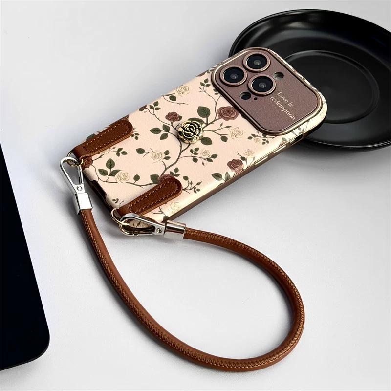 Coque de téléphone motif floral Pour iPhone 11/12/13/14/15/16/17ProMax