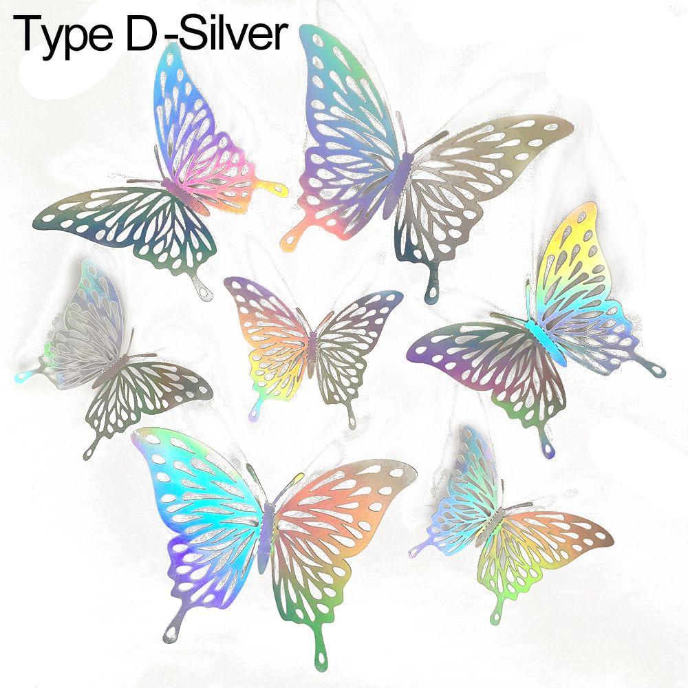DIY Accesories Party Wedding Supplies Home Decoration Hollow Butterflies 3D Butterfly Stickers Wall Decals Colorful Silver Gold