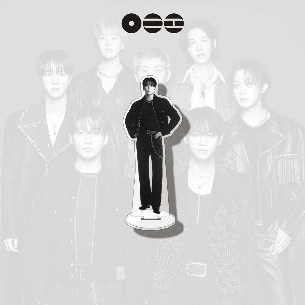 BTS World Tour Acrylic Standee, Black & White Rock Style Member & Group Figure Display Stand, Kpop ARMY Fans Desk Decor