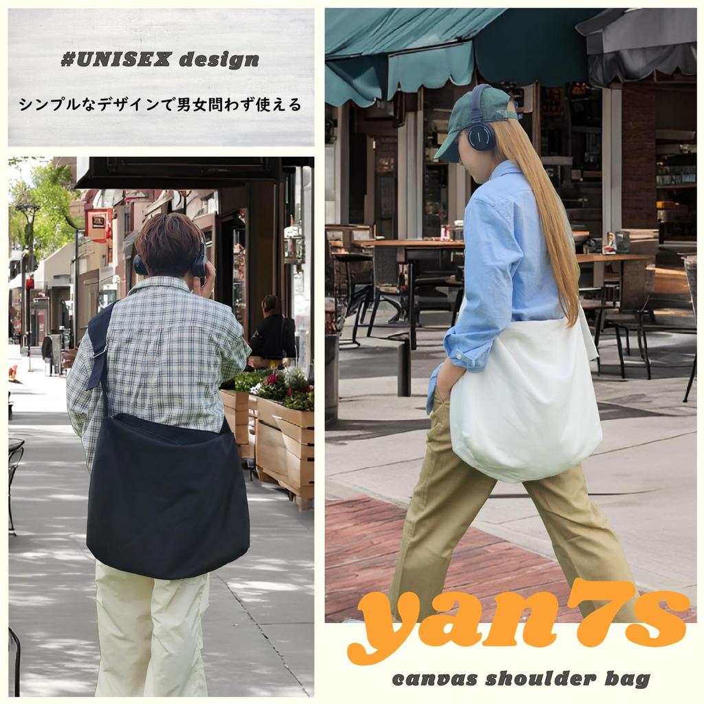 Canvas Shoulder Bag Large Capacity Smartphone Pocket Wide Strap No Shoulder Tires Simple Stylish One Night Two Days Tote Bag Unisex Men Women [yan7s]