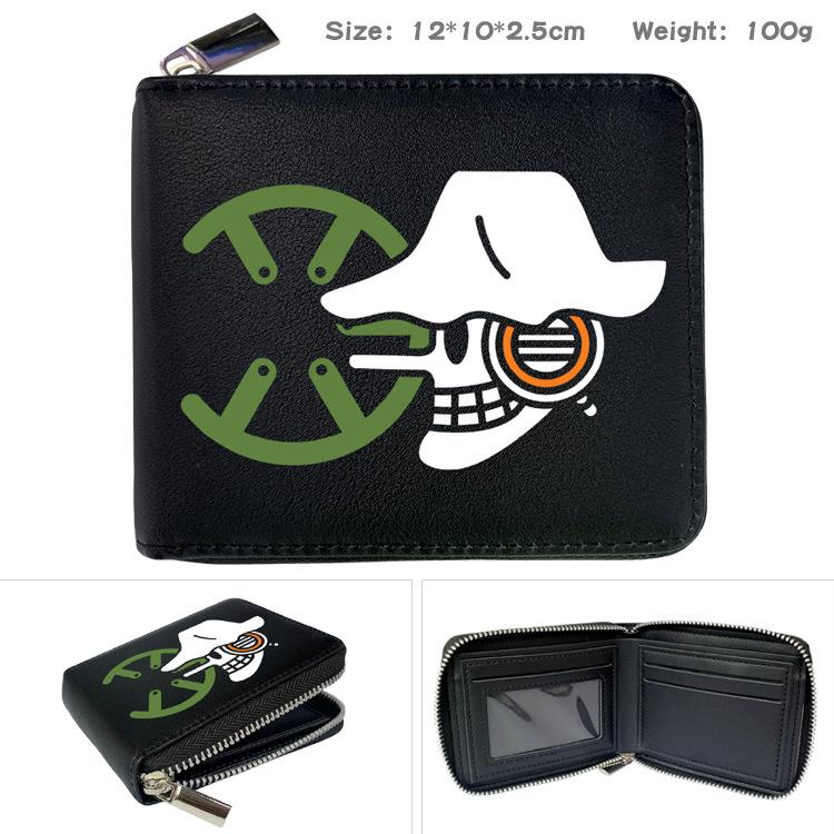 One Piece Anime Reißverschluss PU Geldbörse Luffy Aufdruck Kurzes Münzfach Kartenhalter