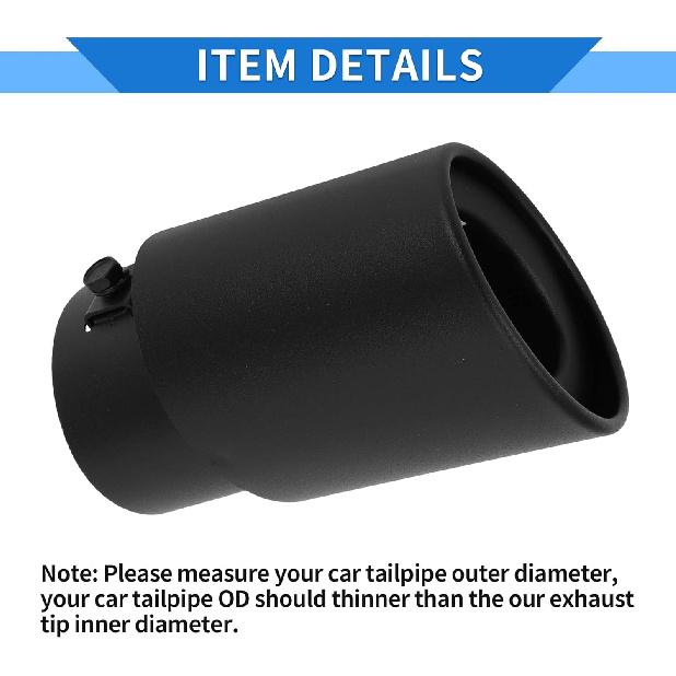 Slant Exhaust Tip, 1.2" - 2.4" Inlet 3.4" Outlet 5.3" Length Tailpipe Universal for Car Bolt on Stainless Steel Matte Black