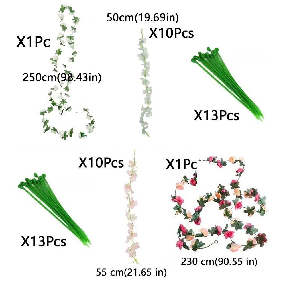 UV Resistant Artificial Rose Flower Garland Dense Flowers Realistic Look Rose Flower Hanging Vine Plastic Real Touch